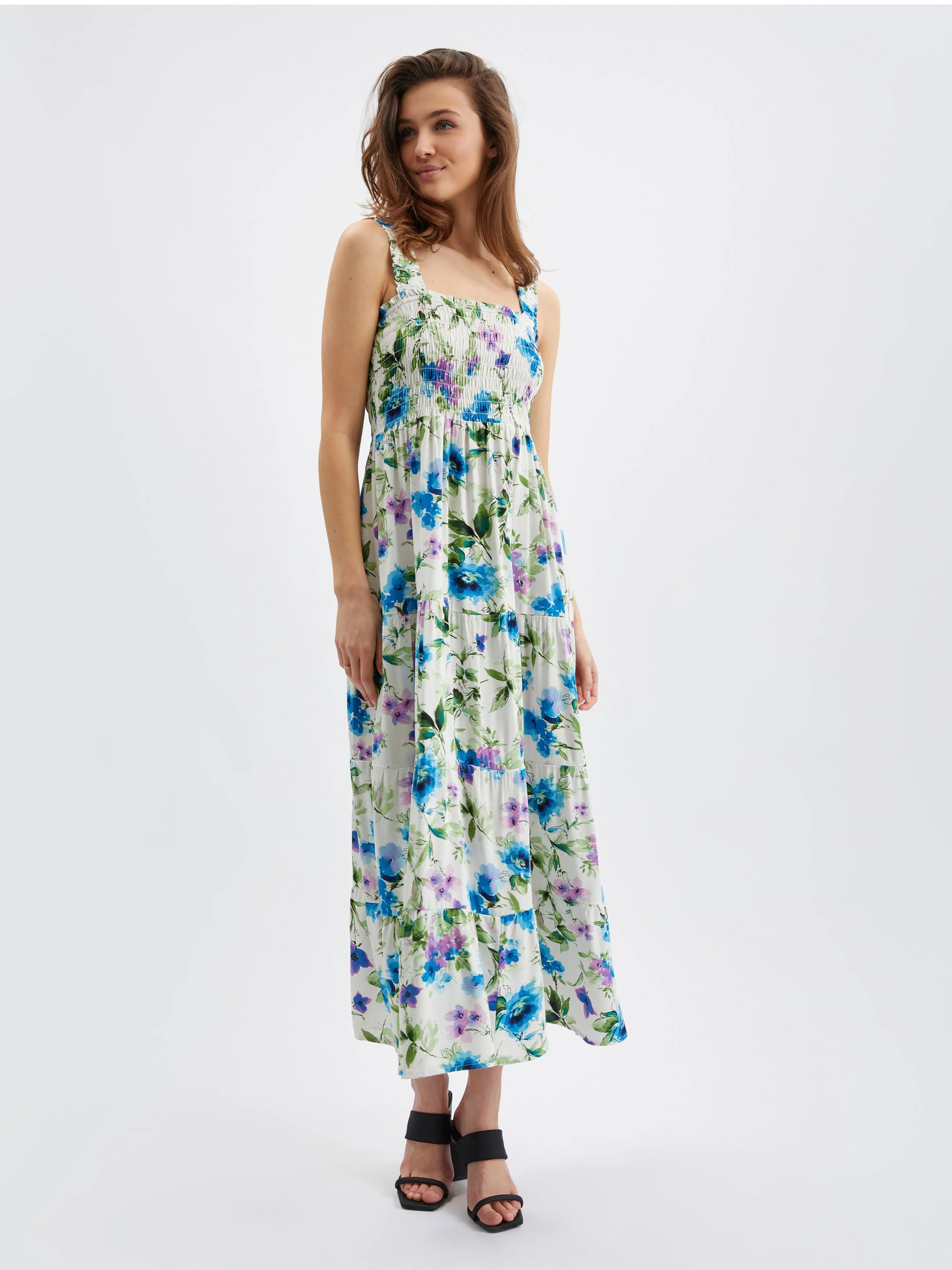 Blau- und cremefarbenes geblümtes Damenkleid ORSAY
