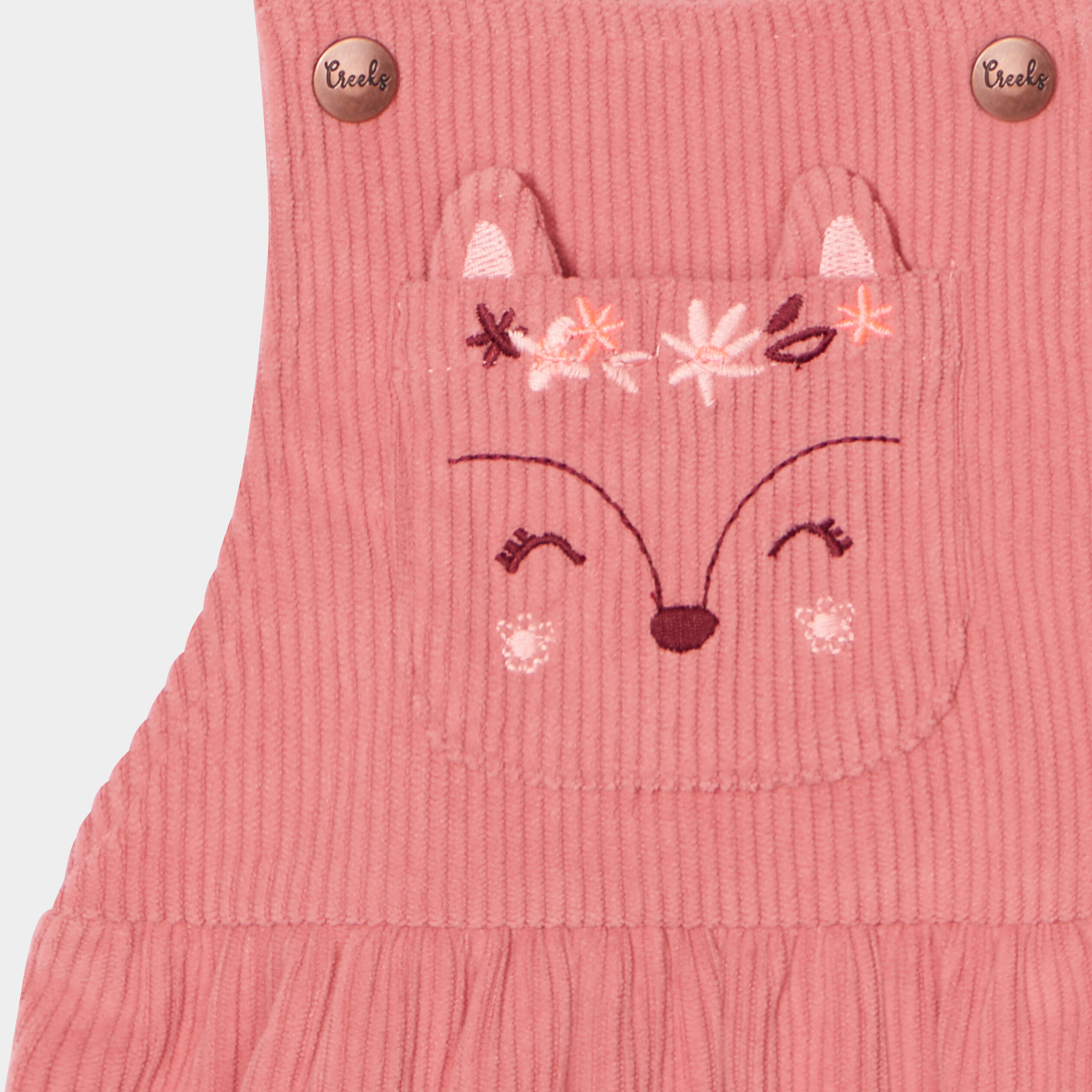 Robe velours évasée à volants Creeks vieux rose bébé fille | La Halle