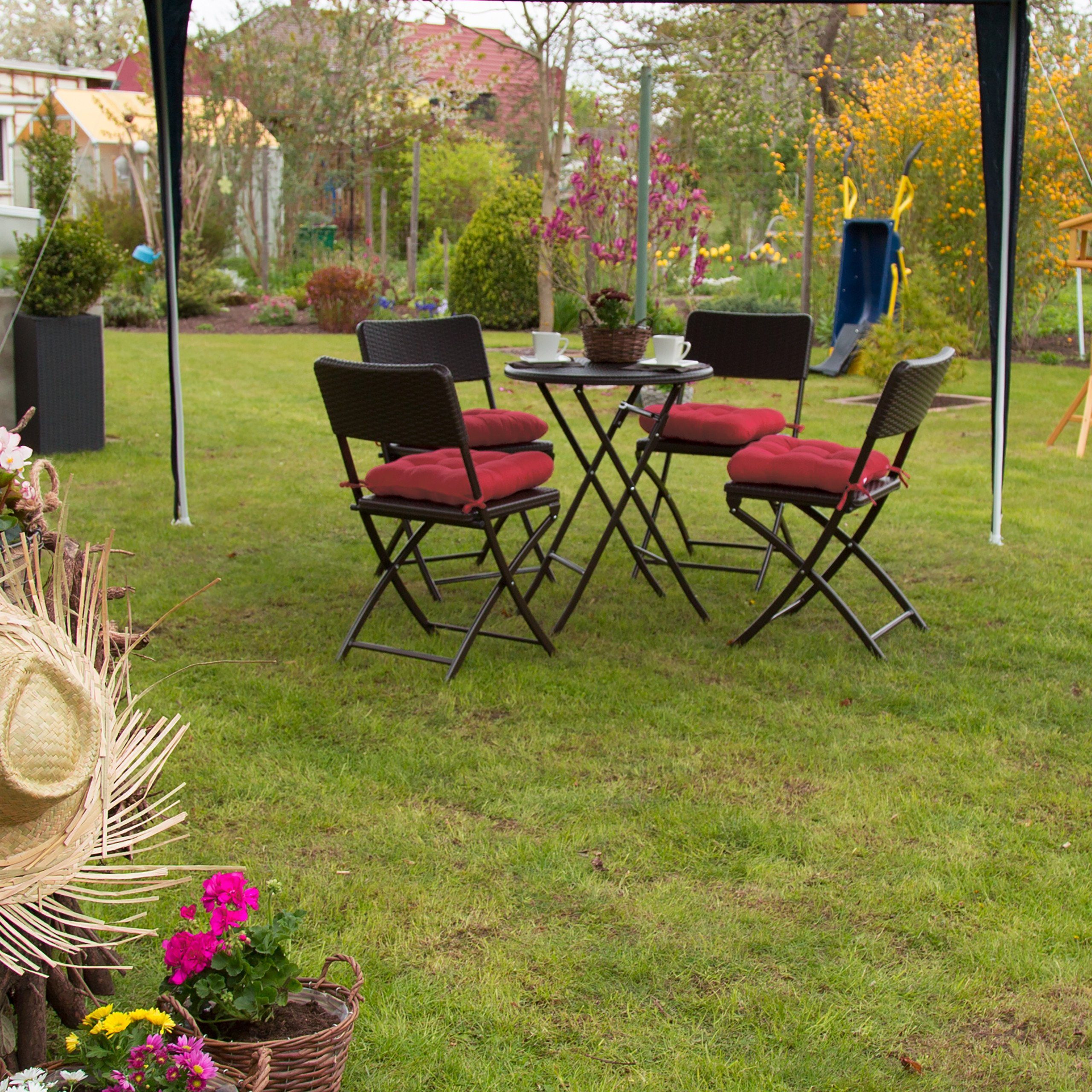 relaxdays Stuhlkissen 4 x Stuhlkissen rot
