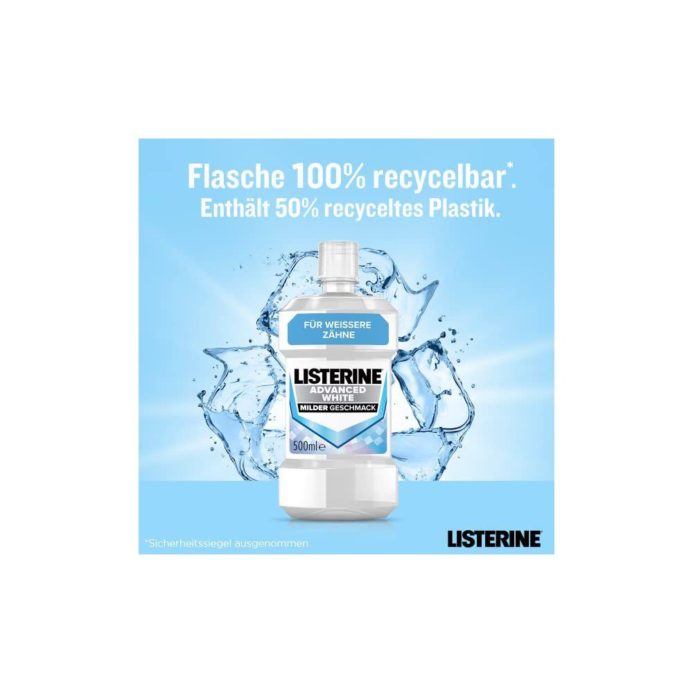 Listerine Mundwasser, Mundspülung Advanced White milder Geschmack (500 ml)