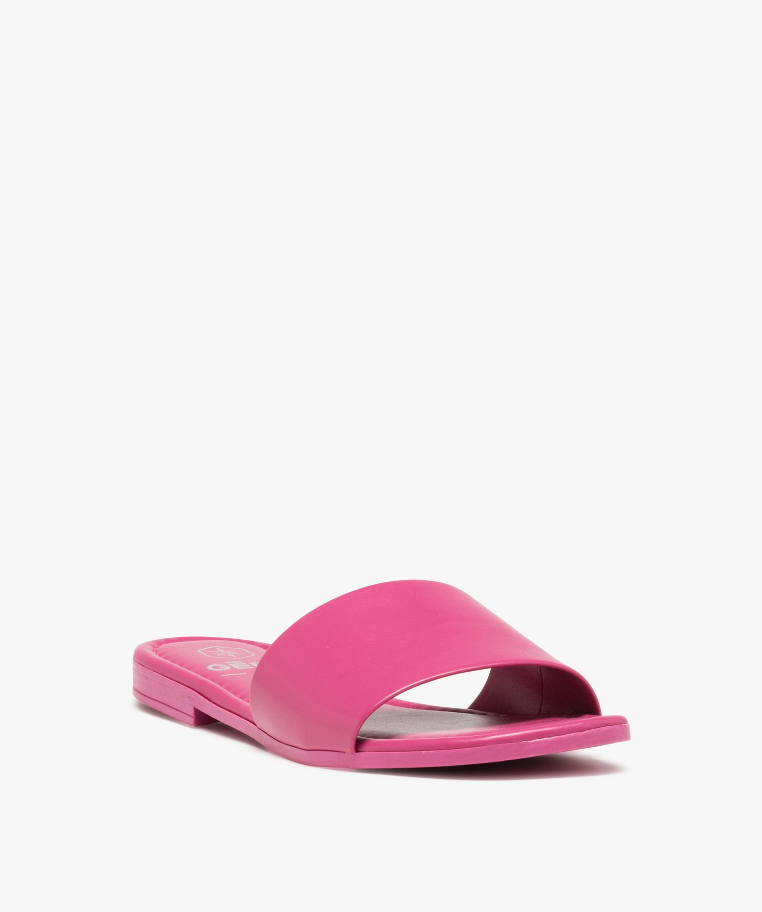 Mules femme unies à talon plat et bride droite rose | GEMO