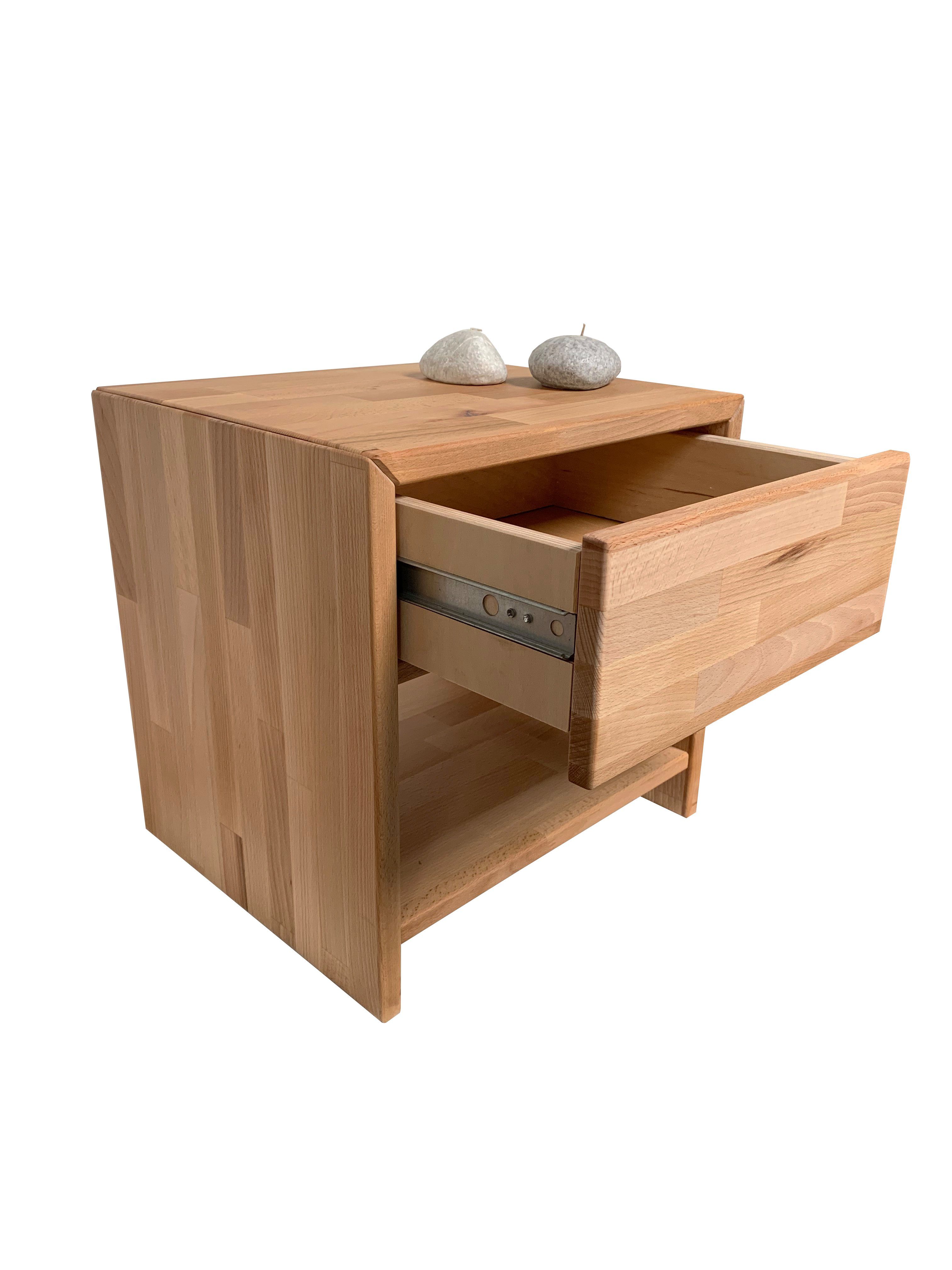 ELFO Schlafzimmer-Set Nachtkommode Nachtschrank JUDITH / SOFIE Kernbuche massiv geölt, Kernbuche massiv, robust
