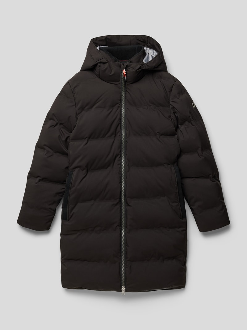 Steppjacke in Überlänge in schwarz