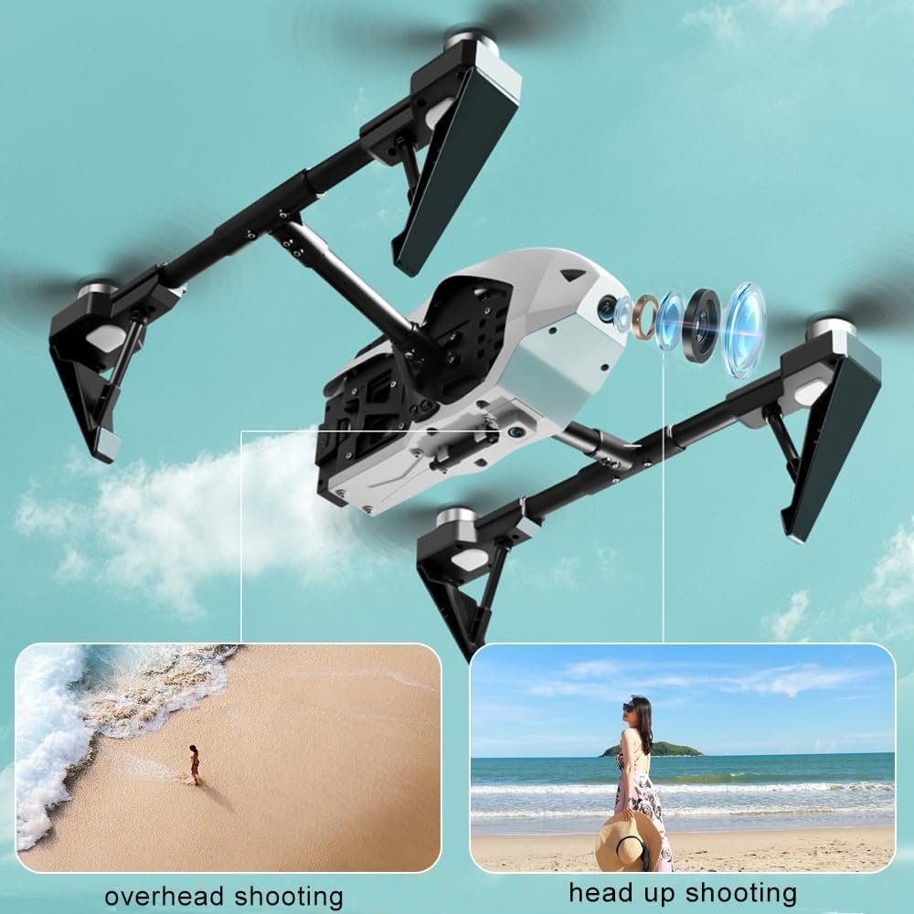 OBEST Drohne mit Kamera, FPV klappbares Vierachsflugzeug Drohne (4K HD, mit Positionierung bürstenloser Motor für Einsteigergeeignet2Batterien)