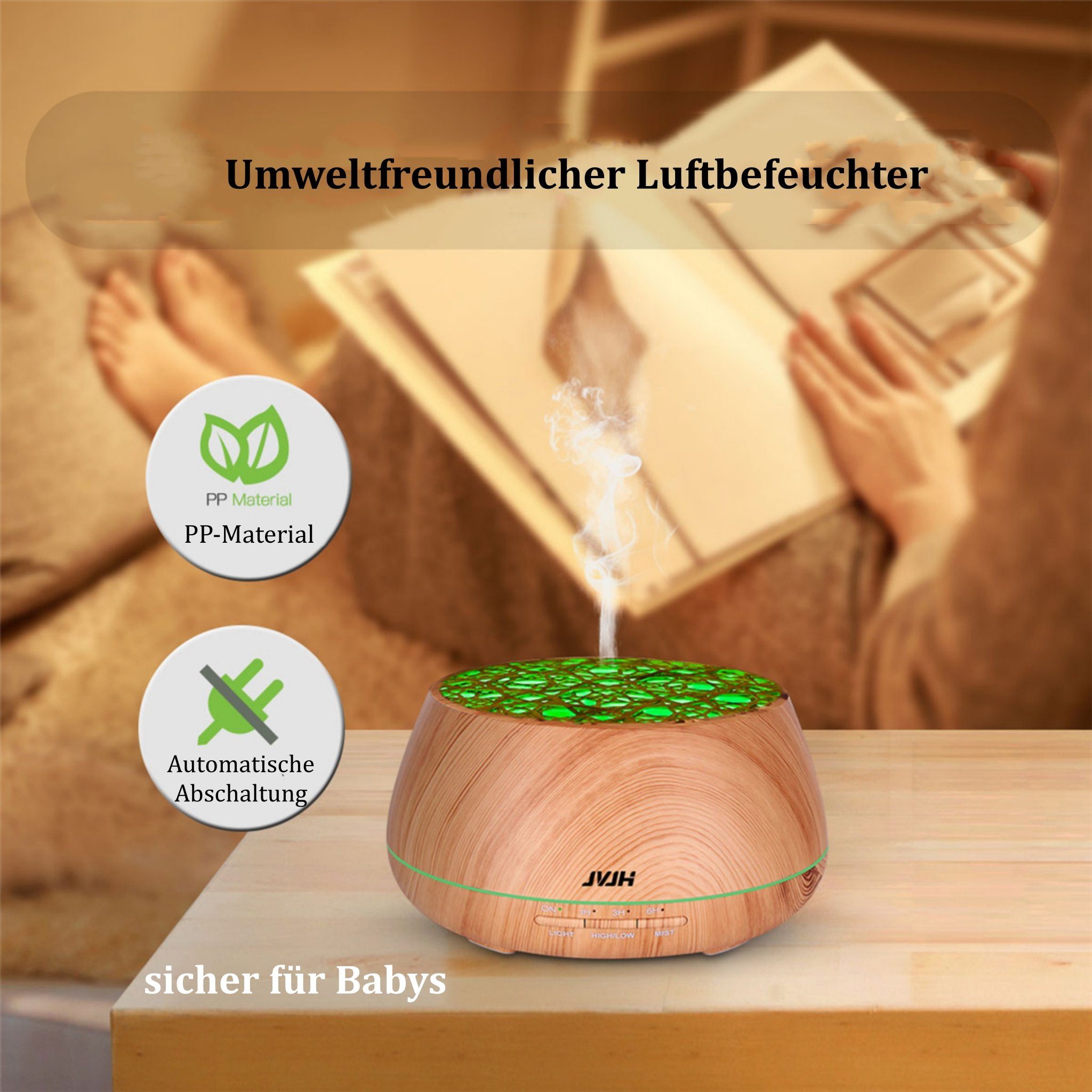 CkeyiN Diffuser Luftbefeuchter 400 ml Ultraschall-Nebelbefeuchter, 0,40 l Wassertank, mit Timing-Funktion, für 35m² Räume