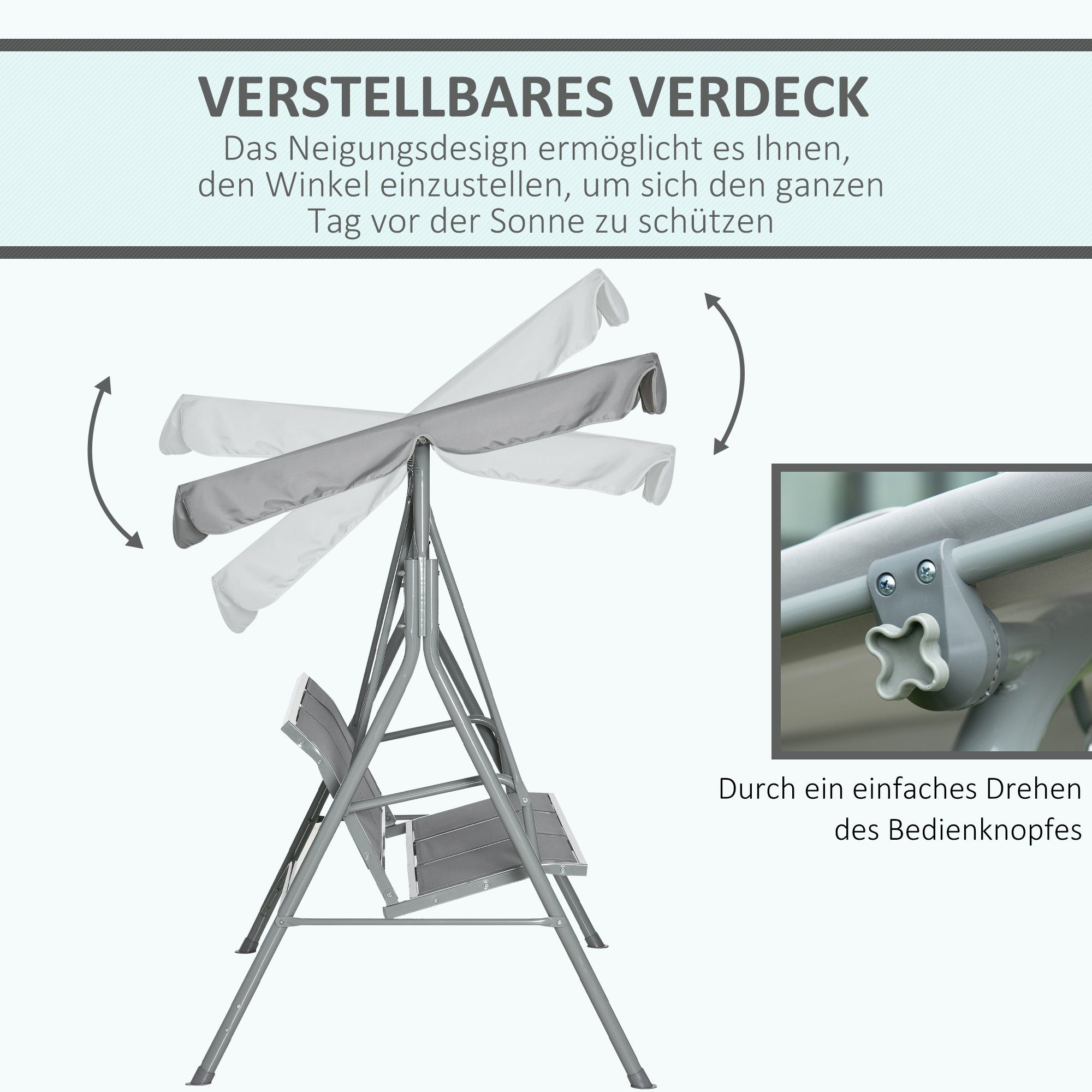 Outsunny Hollywoodschaukel Hollywoodschaukel, 3-Sitzer, Set, 1 tlg., 1 x Hollywoodschaukel, inkl. Sonnendach