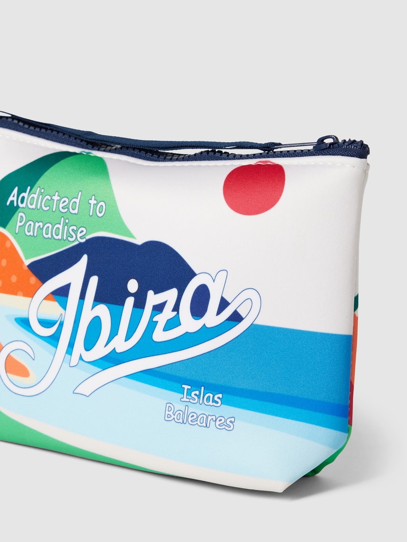 Kulturtasche mit Allover-Muster Modell 'ALINE SPONGE' in offwhite