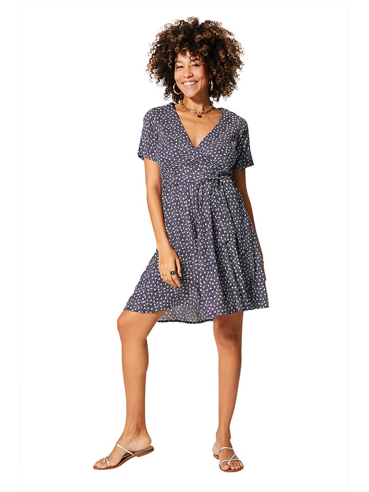 Aller Simplement Kleid in Dunkelblau/ Weiß günstig kaufen