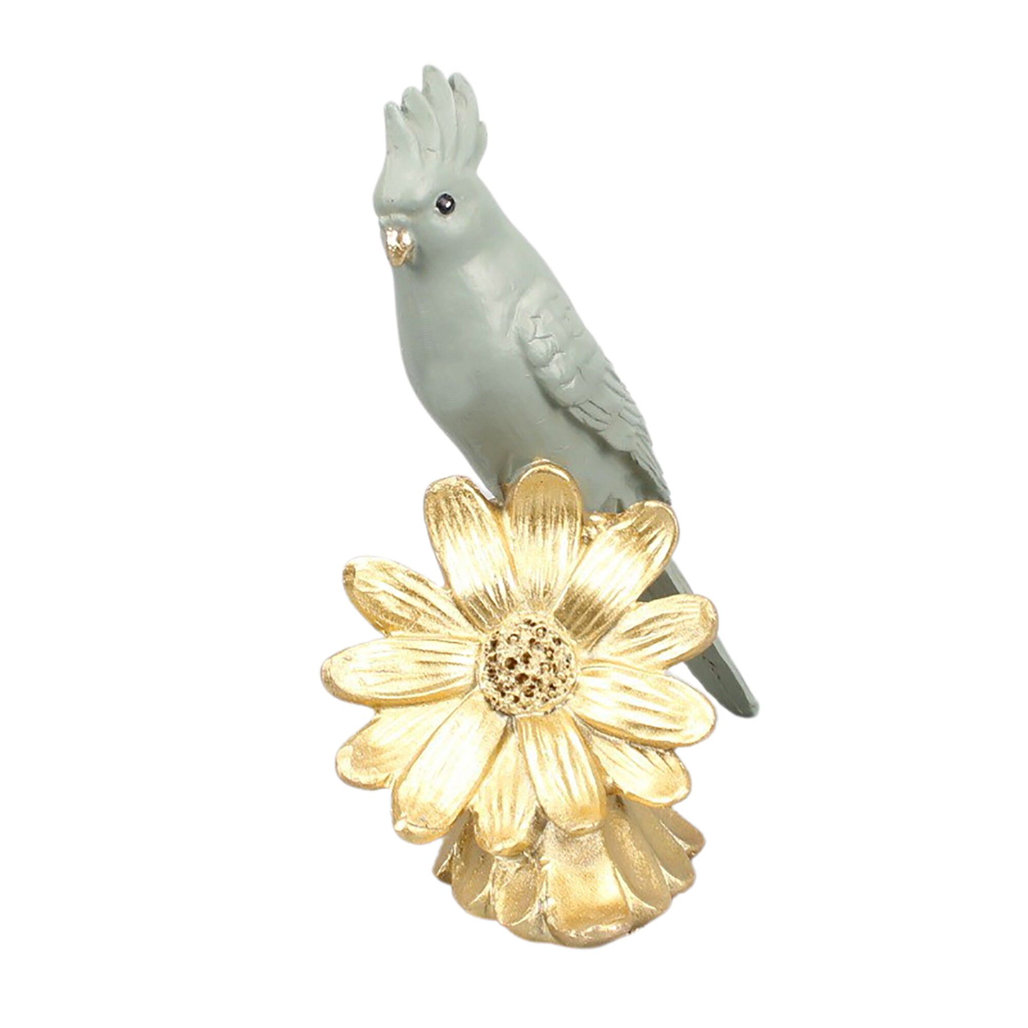 Statuette perroquet sur fleur dorée