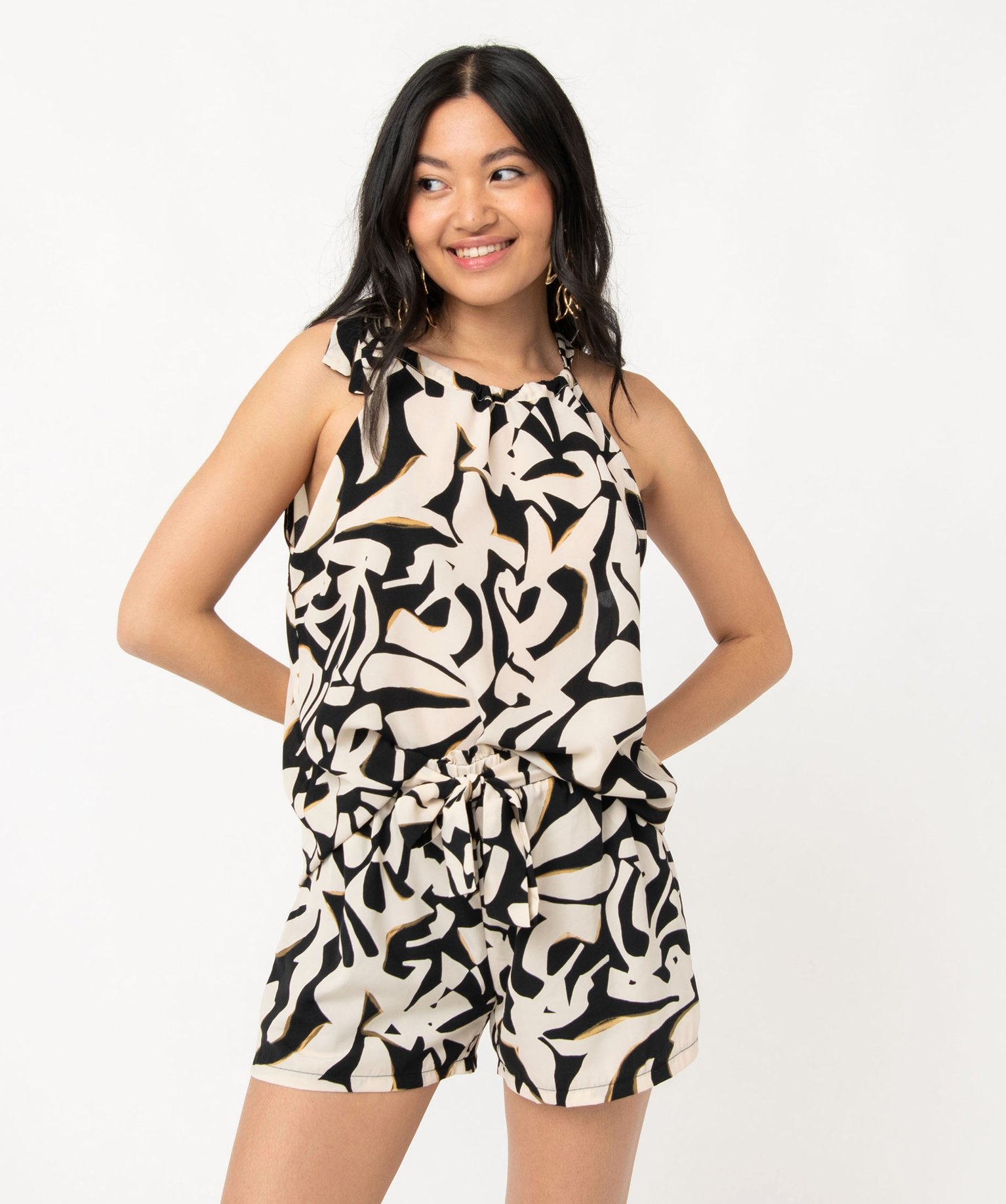Blouse sans manches avec emmanchure américaines femme imprime | GEMO