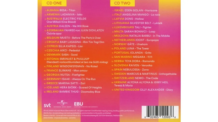 Eurovision Song Contest Malmö 2024 (2CD)