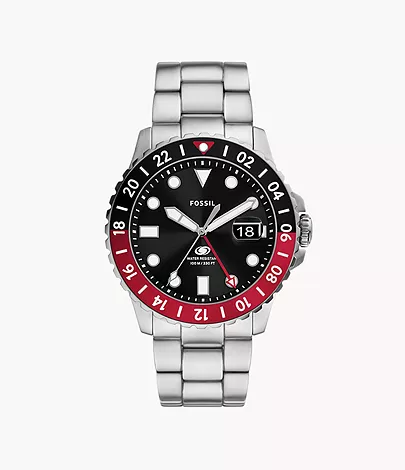 Fossil Uhr Fossil Blue GMT Edelstahl