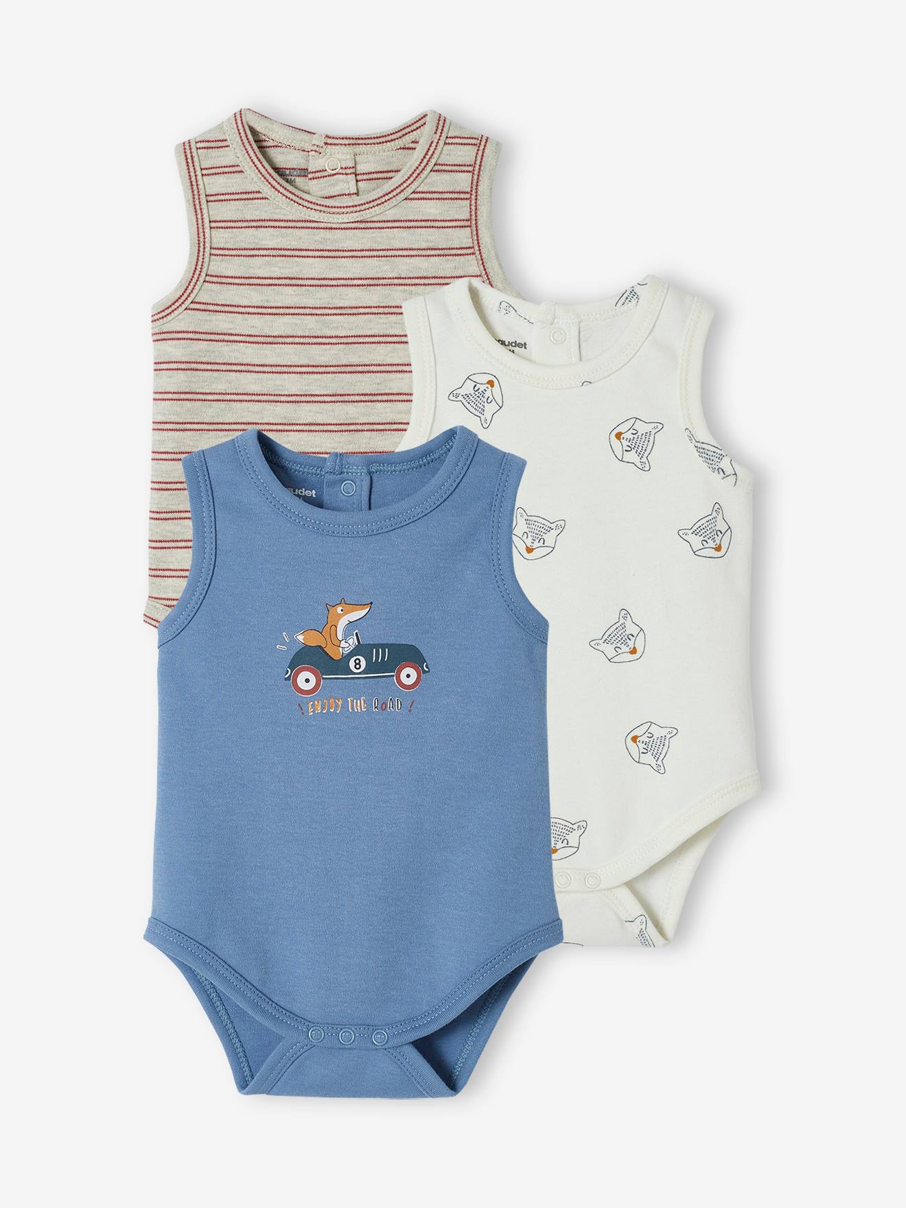 Vertbaudet 3er-Pack ärmellose Baby Bodys - senfgelb