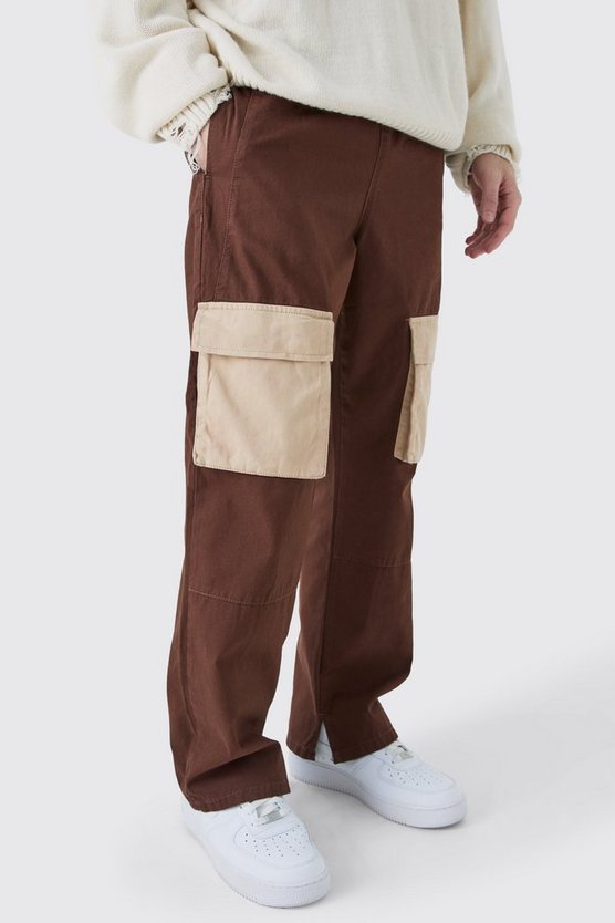 Twill-Hose mit elastischem Bund und Kontrast-Tasche