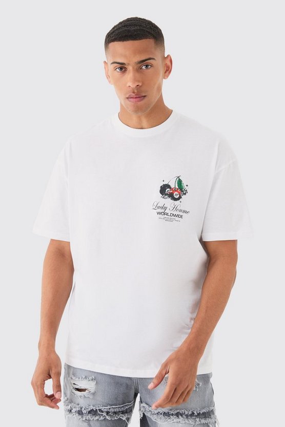 Oversize T-Shirt mit Lucky Homme Print