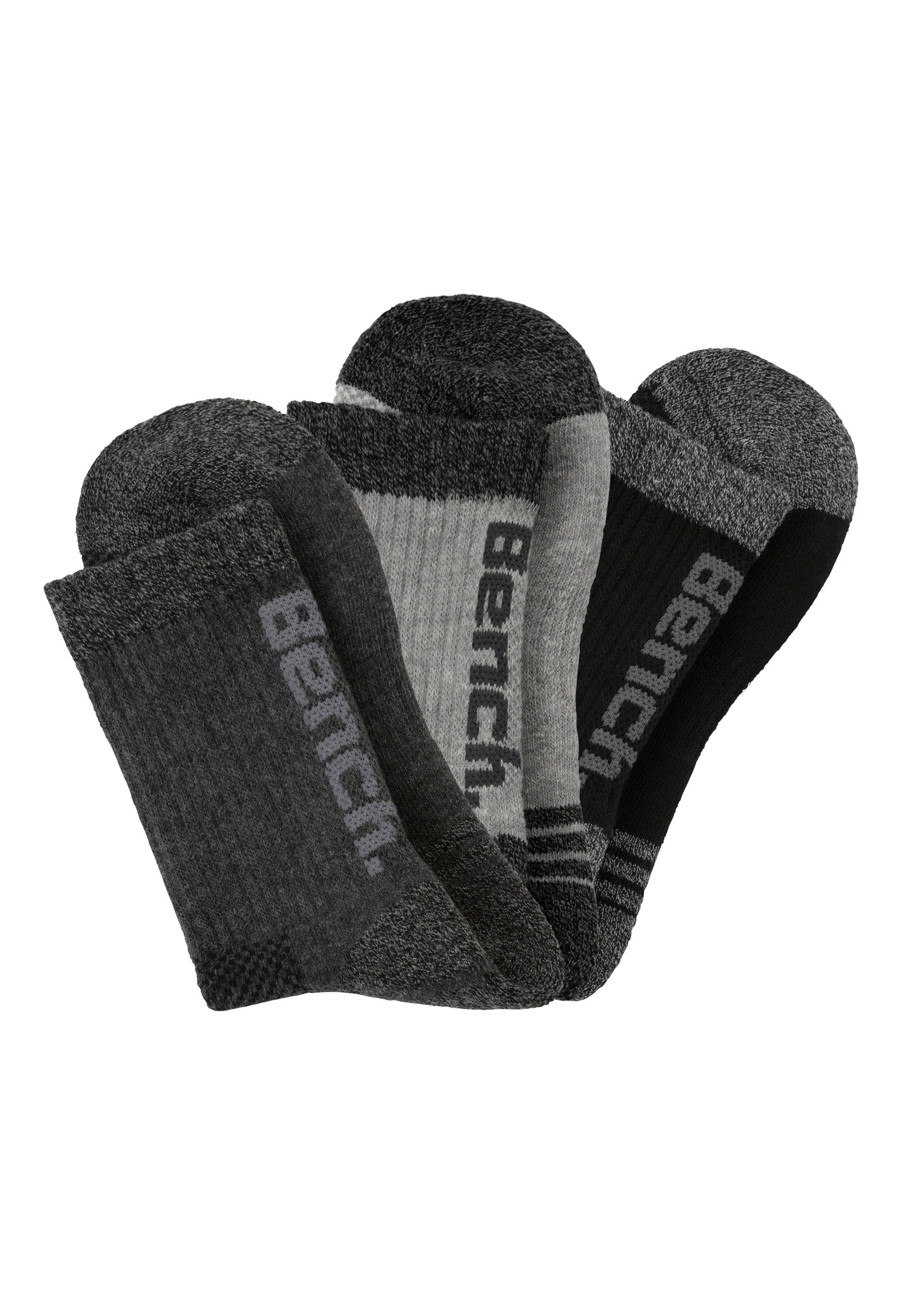 Bench. Tennissocken (3-Paar) mit Pikeestruktur und Mittelfußgummi