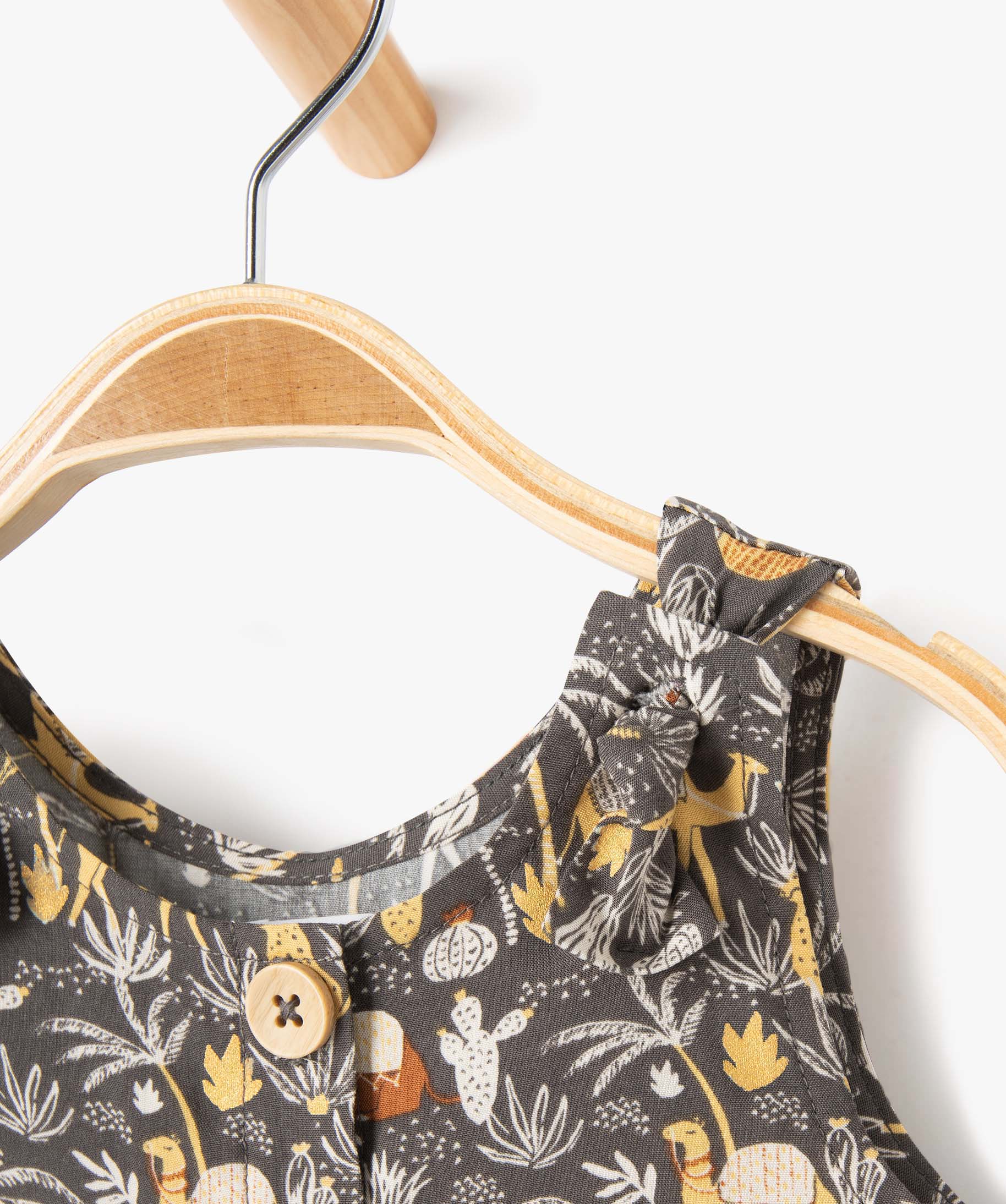 Combishort bébé fille fluide à motifs gris fonce | GEMO