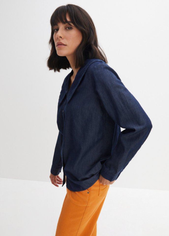 Jeansbluse mit Kragen