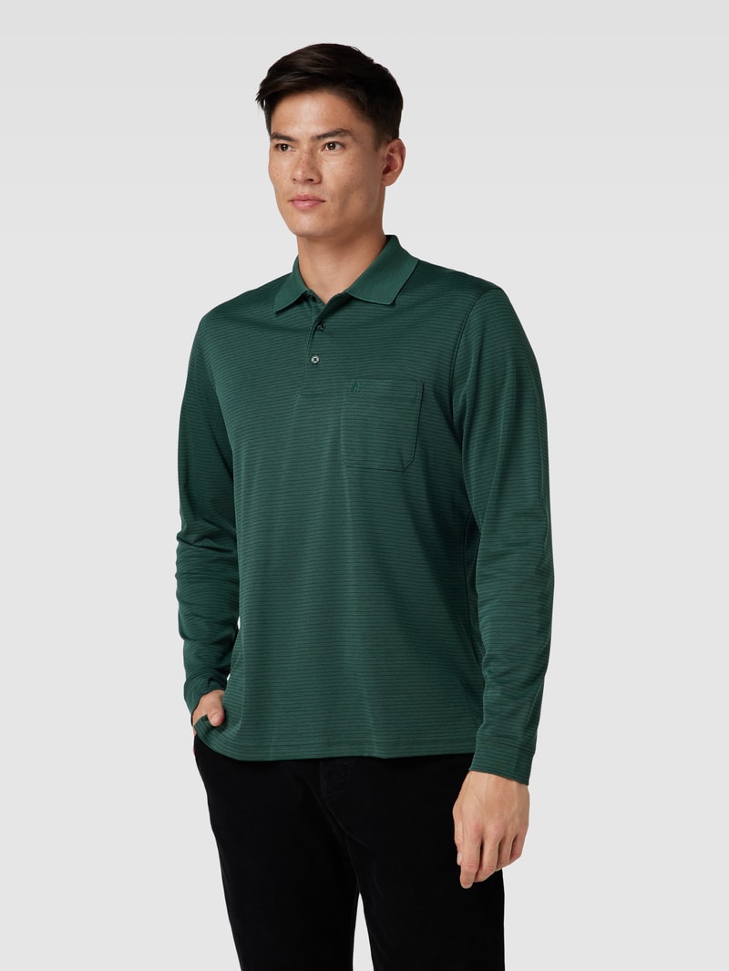 Poloshirt mit Streifenmuster in dunkelgrün
