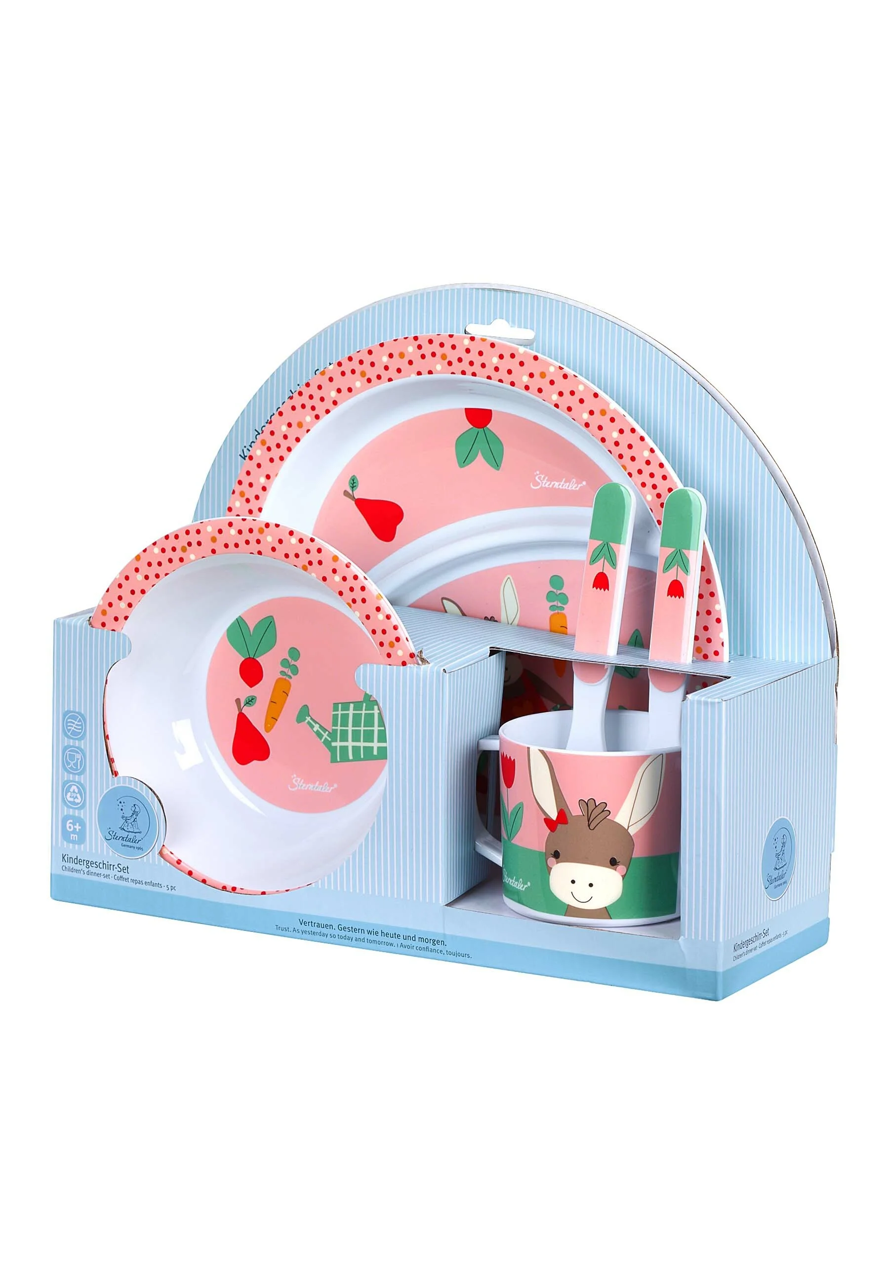 Kindergeschirr-Set Esel Emmily in Hellrot