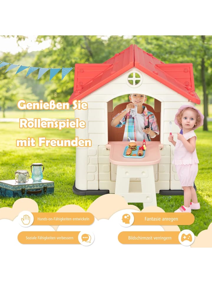 COSTWAY Spielhaus mit Rutsche in Rosa günstig kaufen onesize