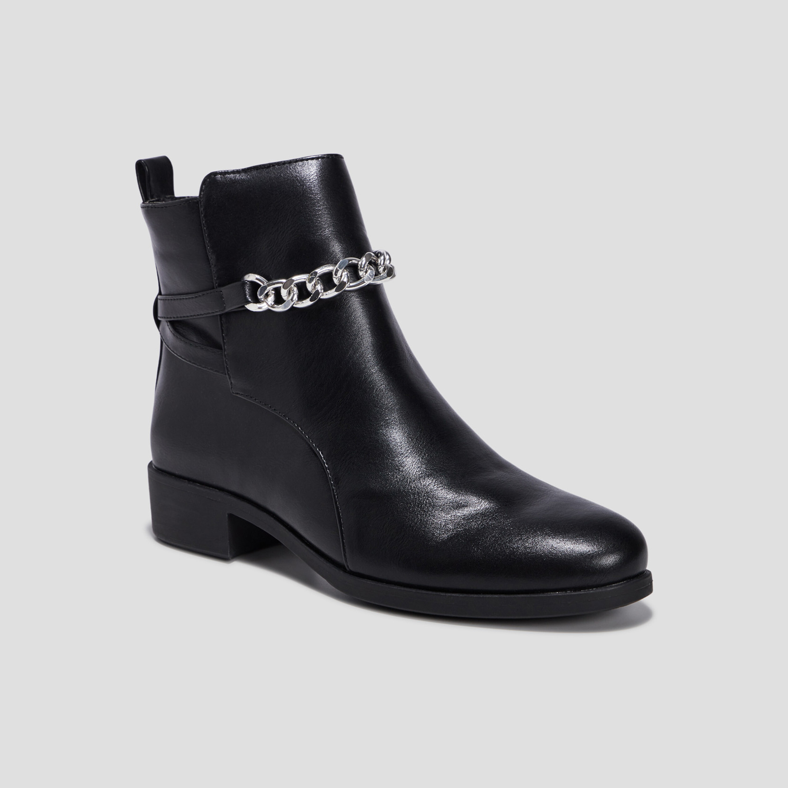 Bottines à détails chaînes noir femme | La Halle