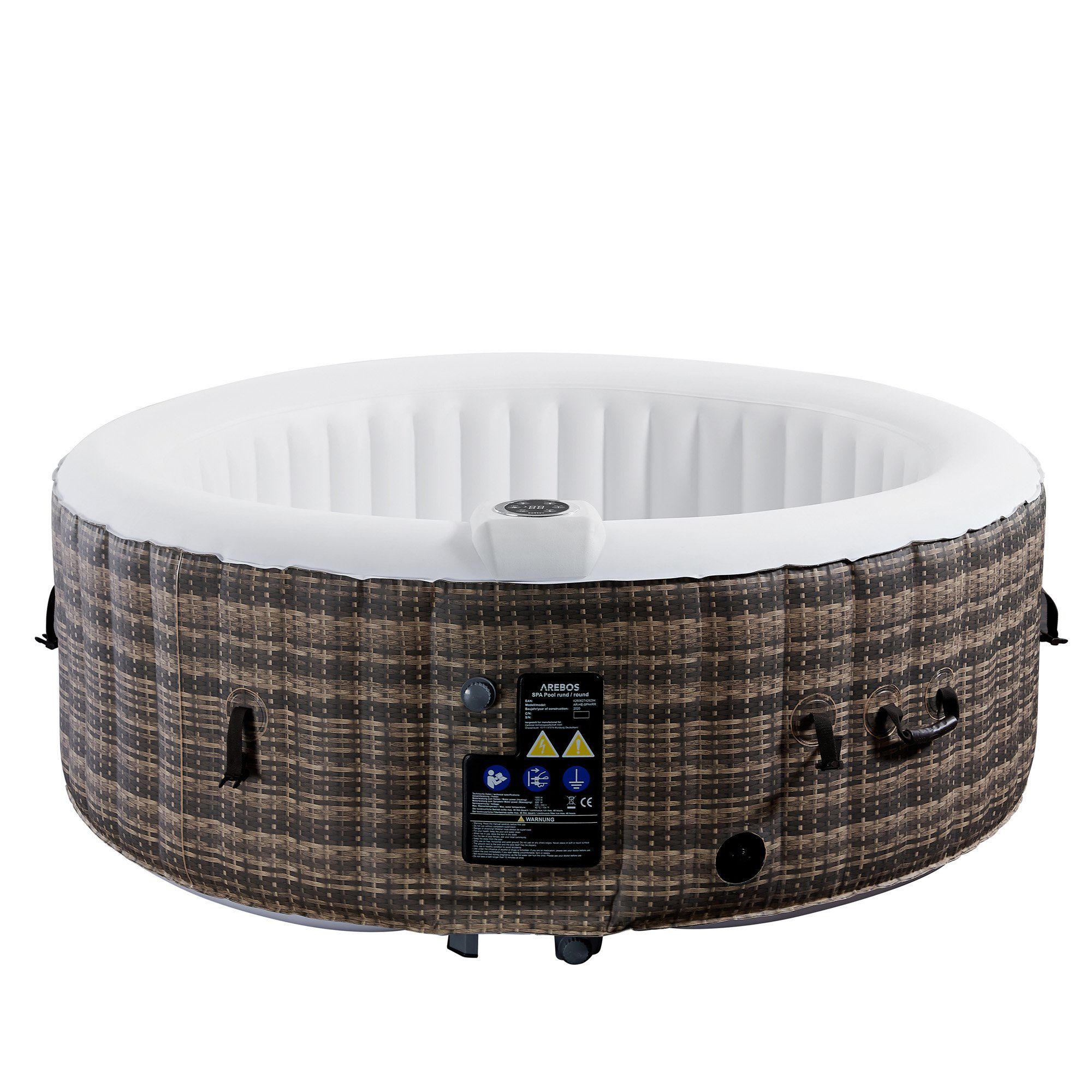 Arebos Whirlpool Aufblasbar, Innen- und Außenbereich, 4 Personen, ⌀ 180cm, (Set, Aufblasbar komplett mit Zubehör)