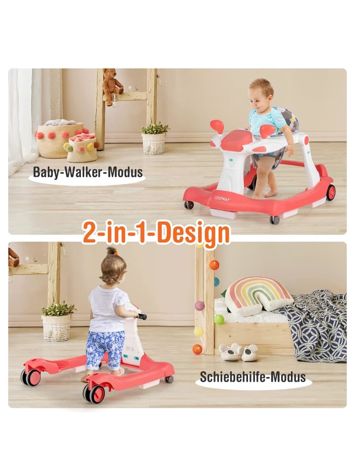 COSTWAY 2-in-1 Lauflernhilfe 6-18 Monate in Orange günstig kaufen onesize