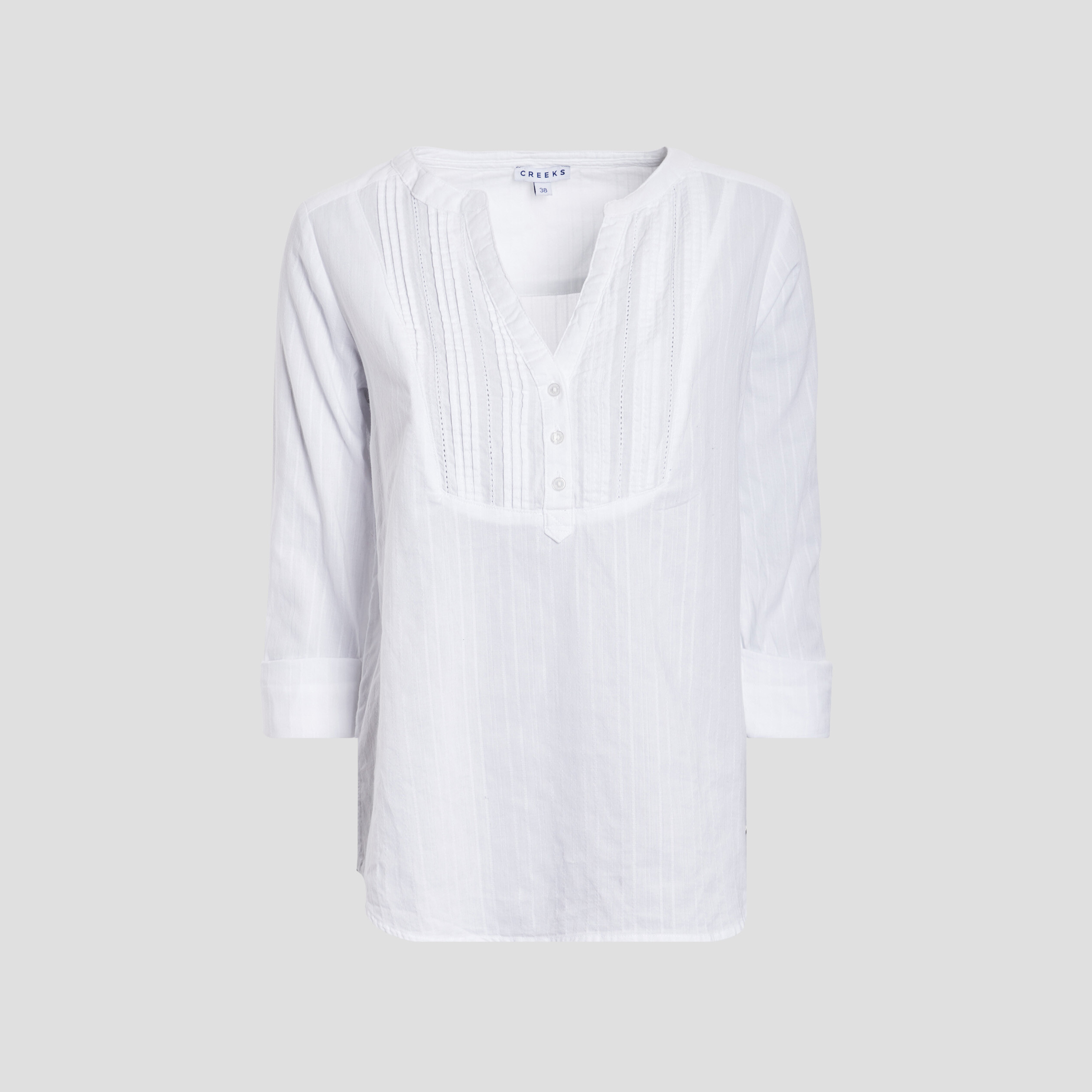 Blouse plastron manches 3 4 Creeks ivoire femme | La Halle