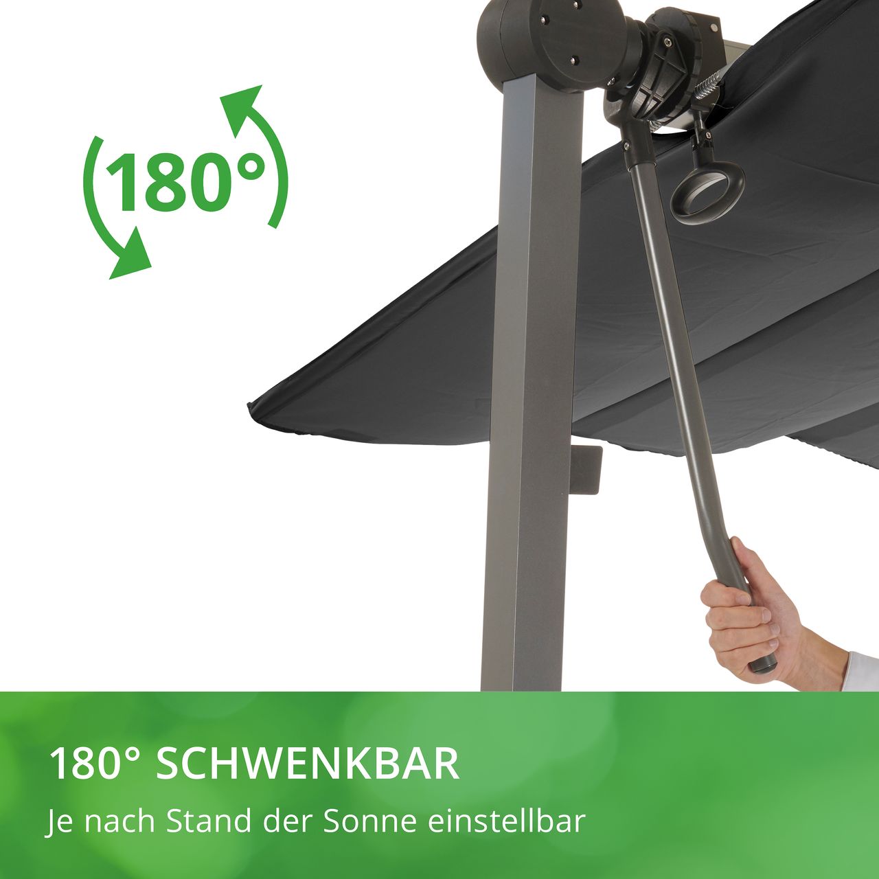 LECO Sonnendach Waved – faltbare Aluminium Terrassenüberdachung 4 x 2,5 m inkl. Schutzhülle – Anthrazit