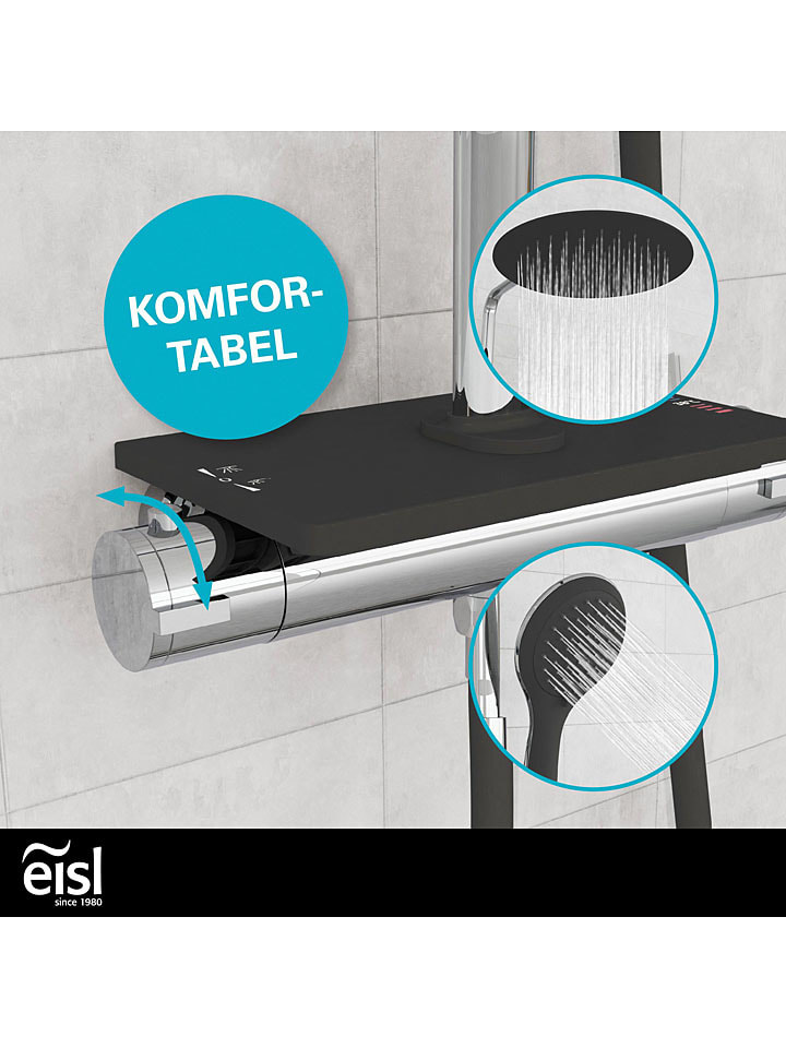 Schütte Überkopfbrauseset mit Thermostat-Armatur ''Grande Vita'' in Silber/ Schwarz günstig kaufen onesize