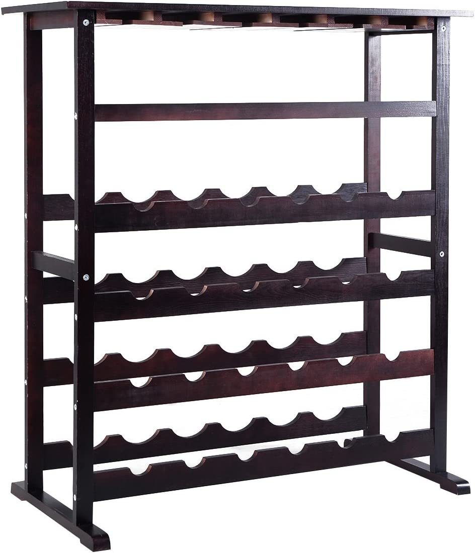 KOMFOTTEU Weinregal Flaschenregal Gläserregal Flaschenständer, aus Holz, für 24 Flaschen