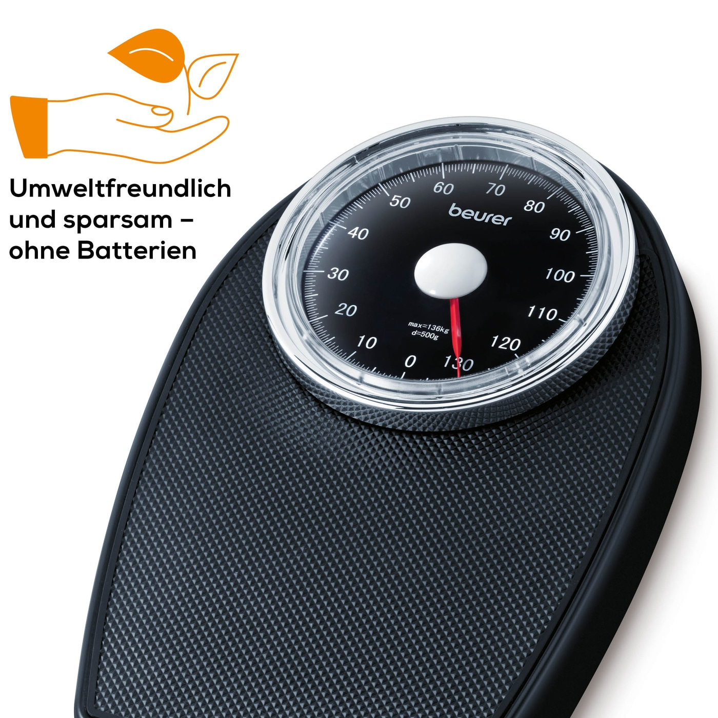 Beurer Mechanische Waage MS 40-Analoge Personenwaage ohne Batterien im Retro-Design - bis 135 kg