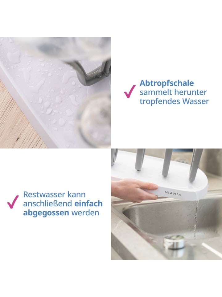 MiaMia Abtropfgestell / Trockenständer für Babyflaschen - in grau,weiss günstig kaufen onesize