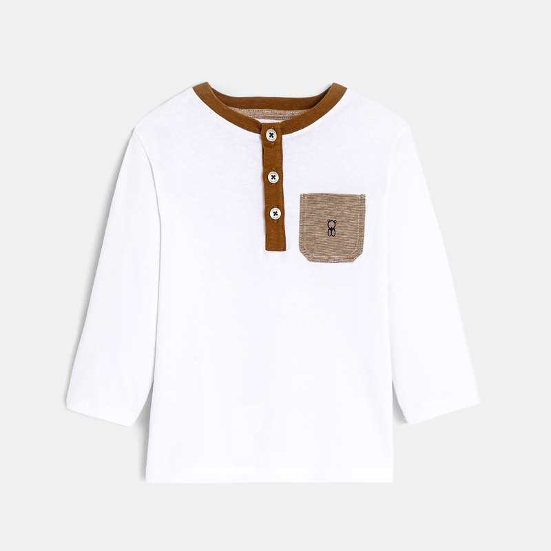 T-shirt tunisien manches longues blanc bébé garçon