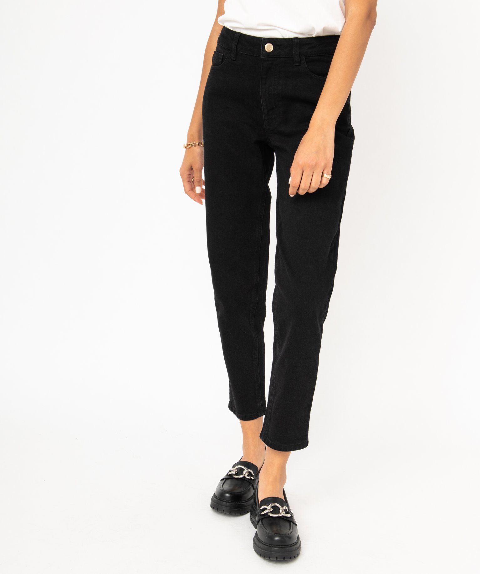 Jean Mom taille haute femme noir | GEMO
