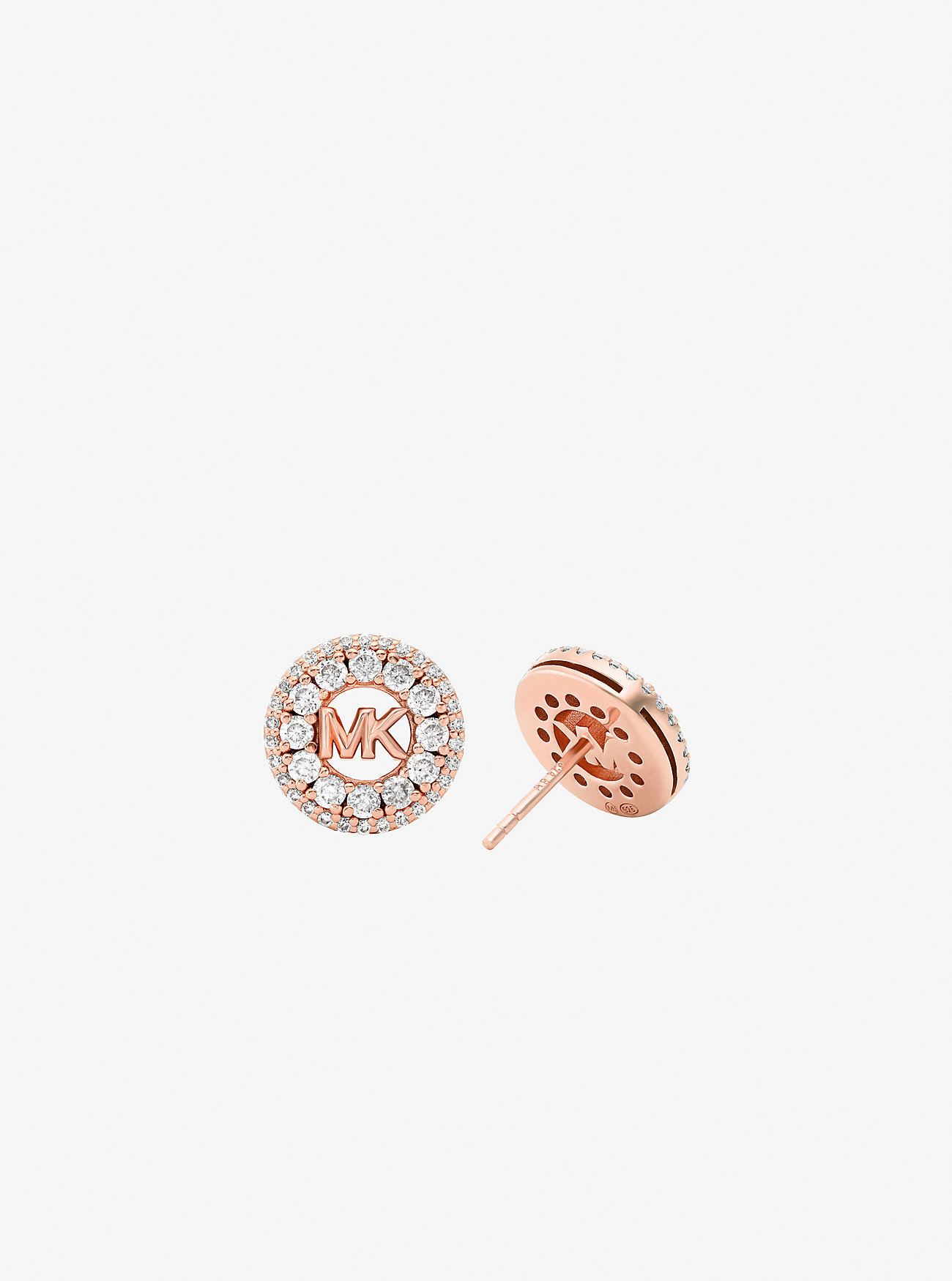 Orecchini a lobo Fulton con logo pavé placcati in metallo prezioso - ORO ROSA