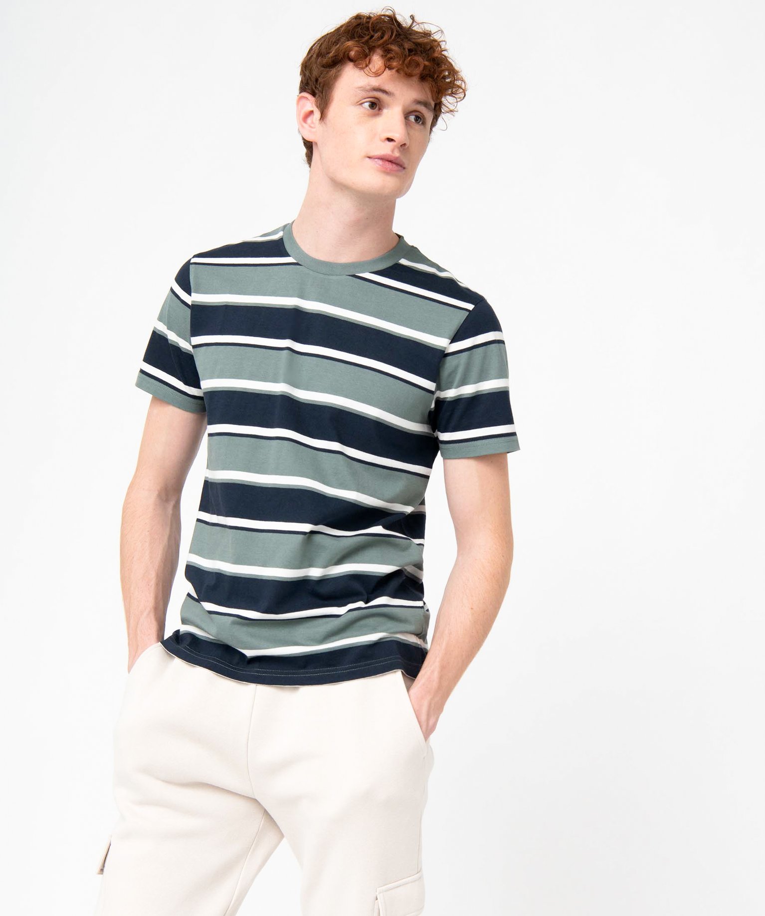 Tee-shirt homme rayé à manches courtes raye | GEMO