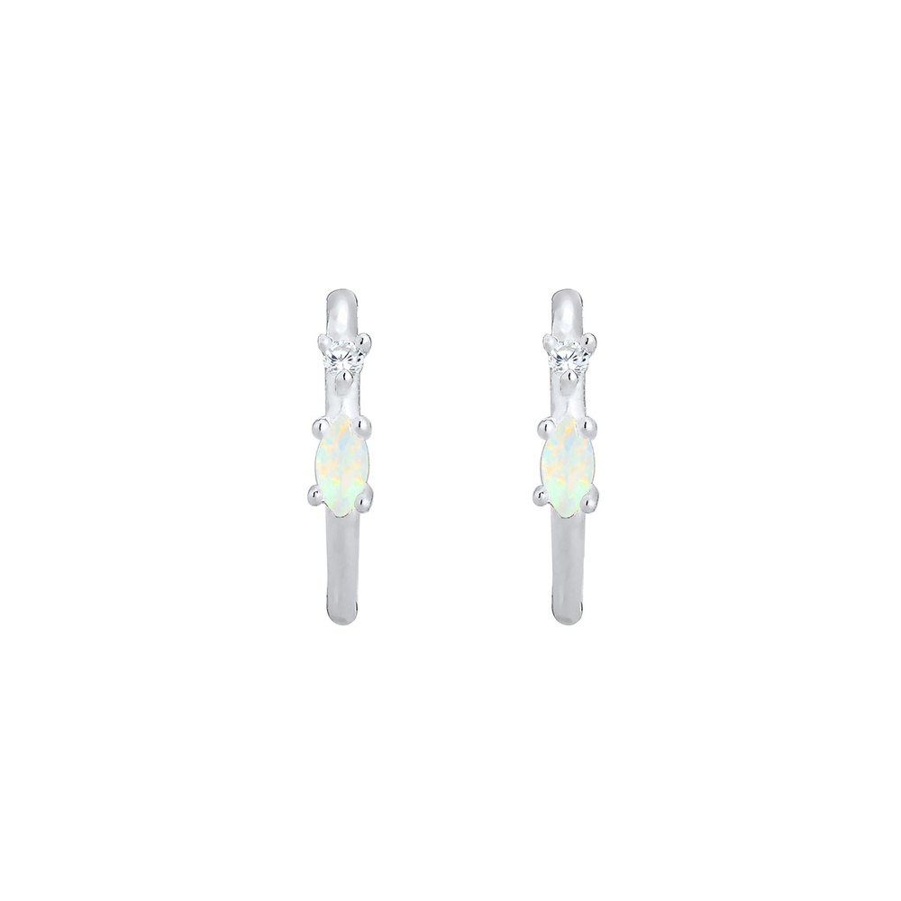 Elli Elli Boucles d'Oreilles Créoles Cristaux Zircone Opale Boucles d'oreilles Femme A Boucles d'oreilles