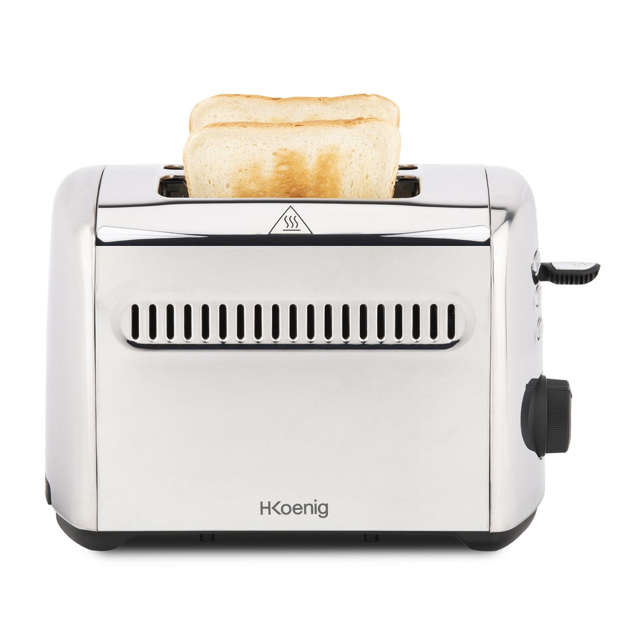H.Koenig Toaster TOS9 / 2 Breite Schlitze 40mm / Edelstahl / Vintage / 7 Stufen Bräunung / Auftauen / Schnell gleichmäßig / Einfache Reinigung / Silber / 950W