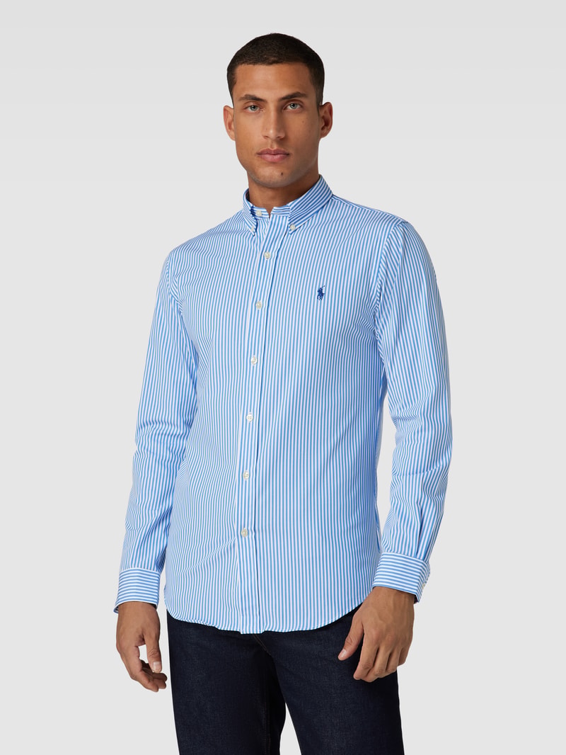 Slim Fit Freizeithemd mit Button-Down-Kragen in hellblau
