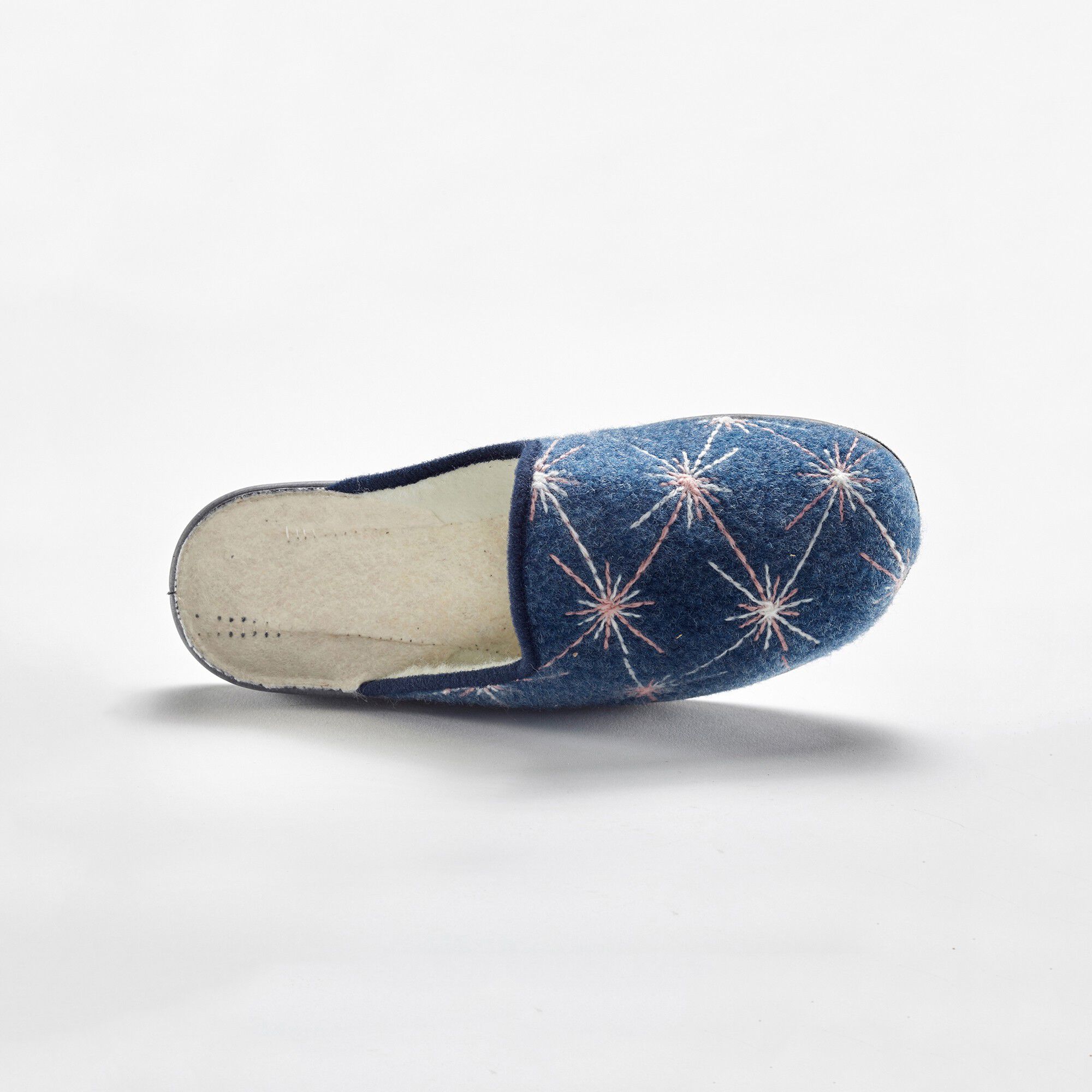 Chaussons mules fourrés brodés