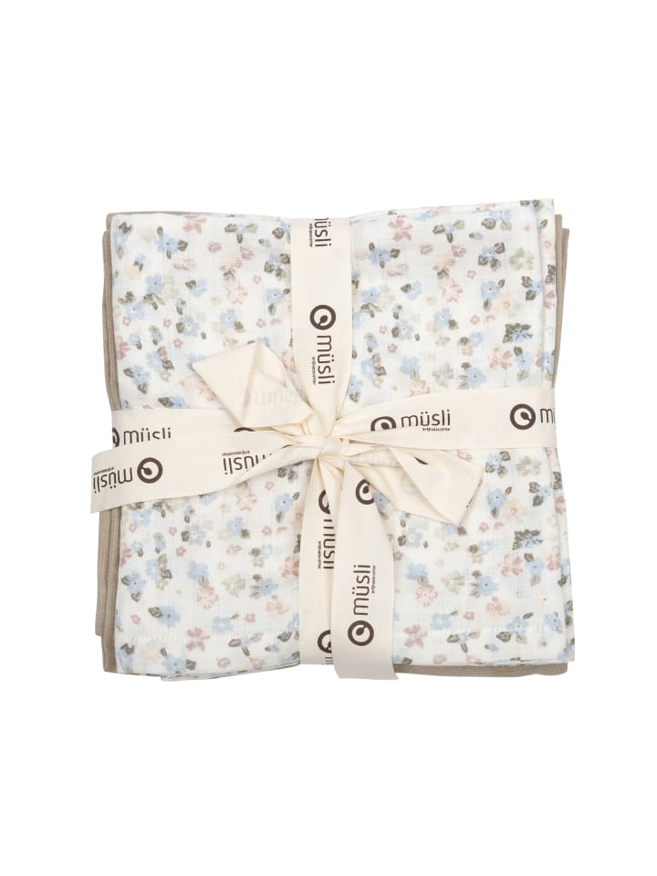 müsli Pucktuch 3er-Pack in cream/ Peony/ Jasmin blue günstig kaufen 75 x 75 cm