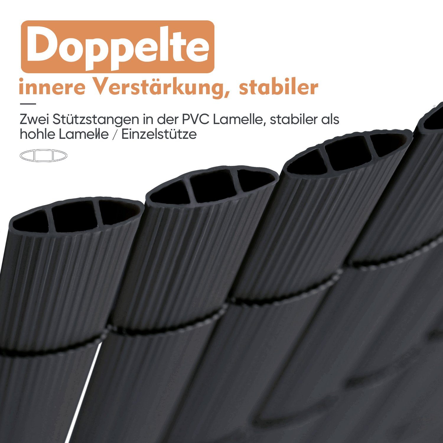 Sekey Balkonsichtschutz PVC Sichtschutzmatte mit verstärkter Konstruktion Sichtschutzzaun Grau Kratzschutz durch erhabenes Muster, Windschutz, Wasserdicht