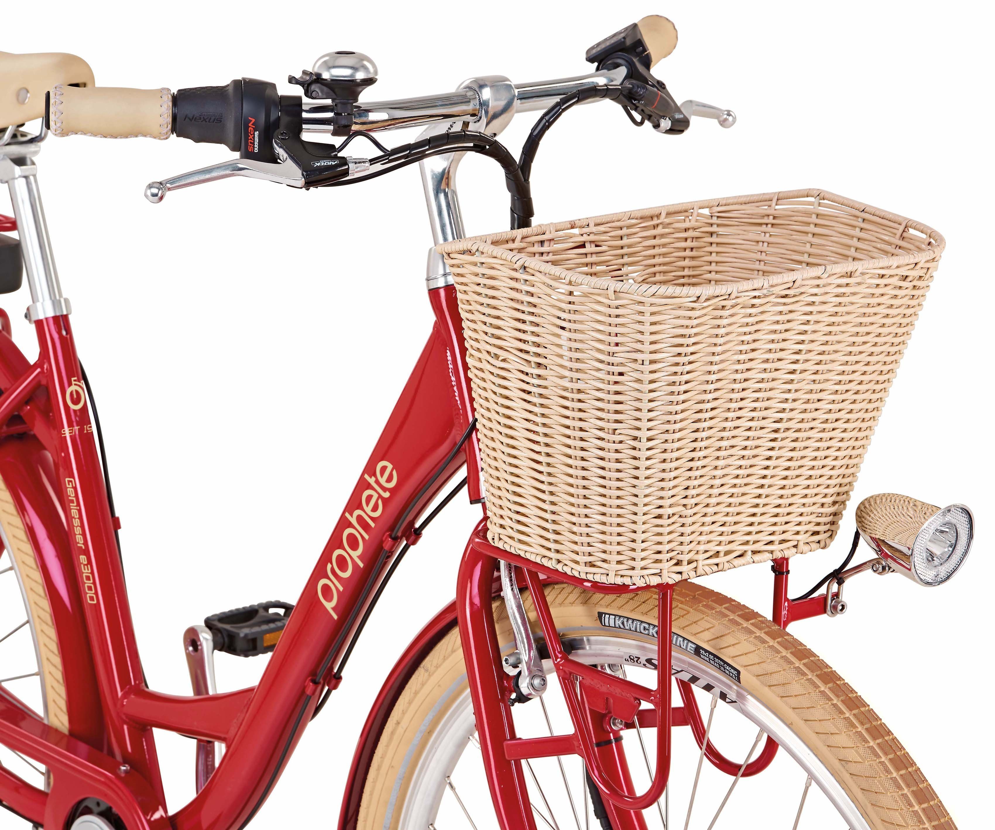 Prophete E-Bike Geniesser e3000, 7 Gang Shimano Nexus Schaltwerk, Nabenschaltung, Frontmotor, 497 Wh Akku, mit Fahrradkorb