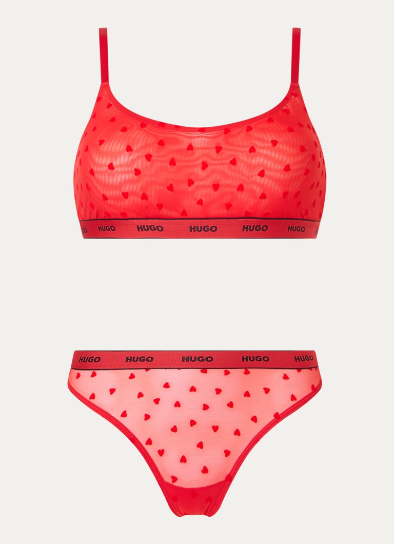 HUGO BOSS  Bralette en string van mesh in giftbox