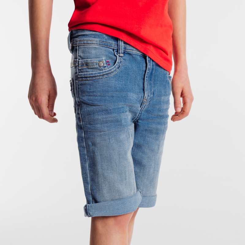 Bermuda slim en jean hyper-stretch bleu garçon