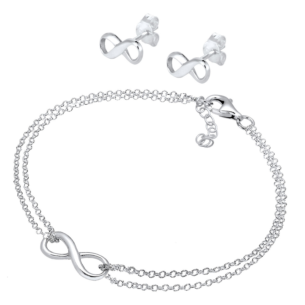 Elli Elli Ensemble de Bijoux Femmes symbole de l'infini clous d'oreilles bande set rég Bijoux