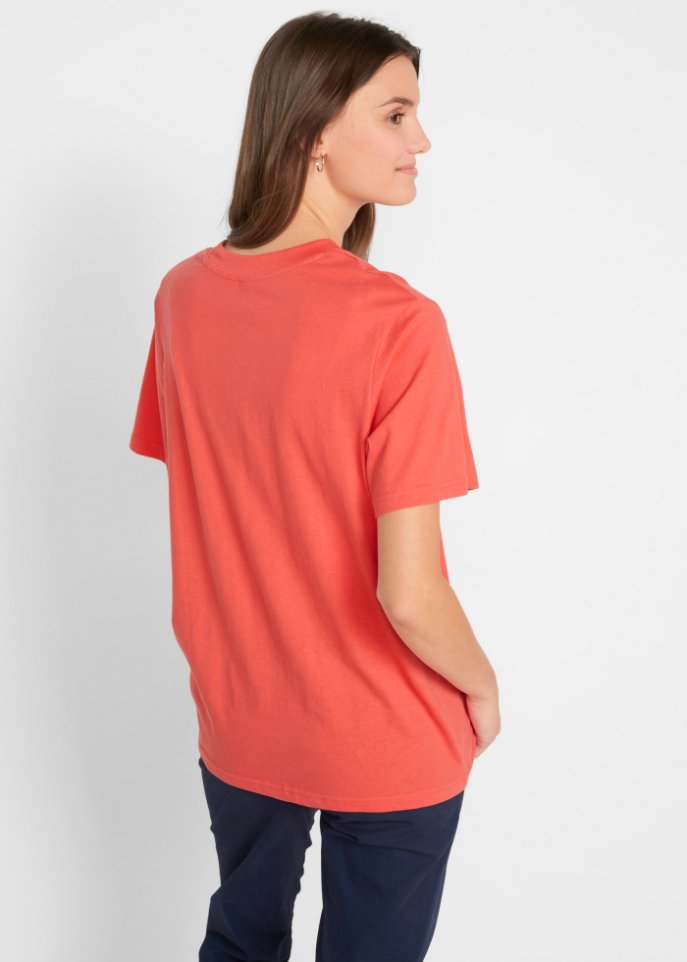 Weites Long-Shirt mit V-Ausschnitt, Kurzarm (5er Pack)