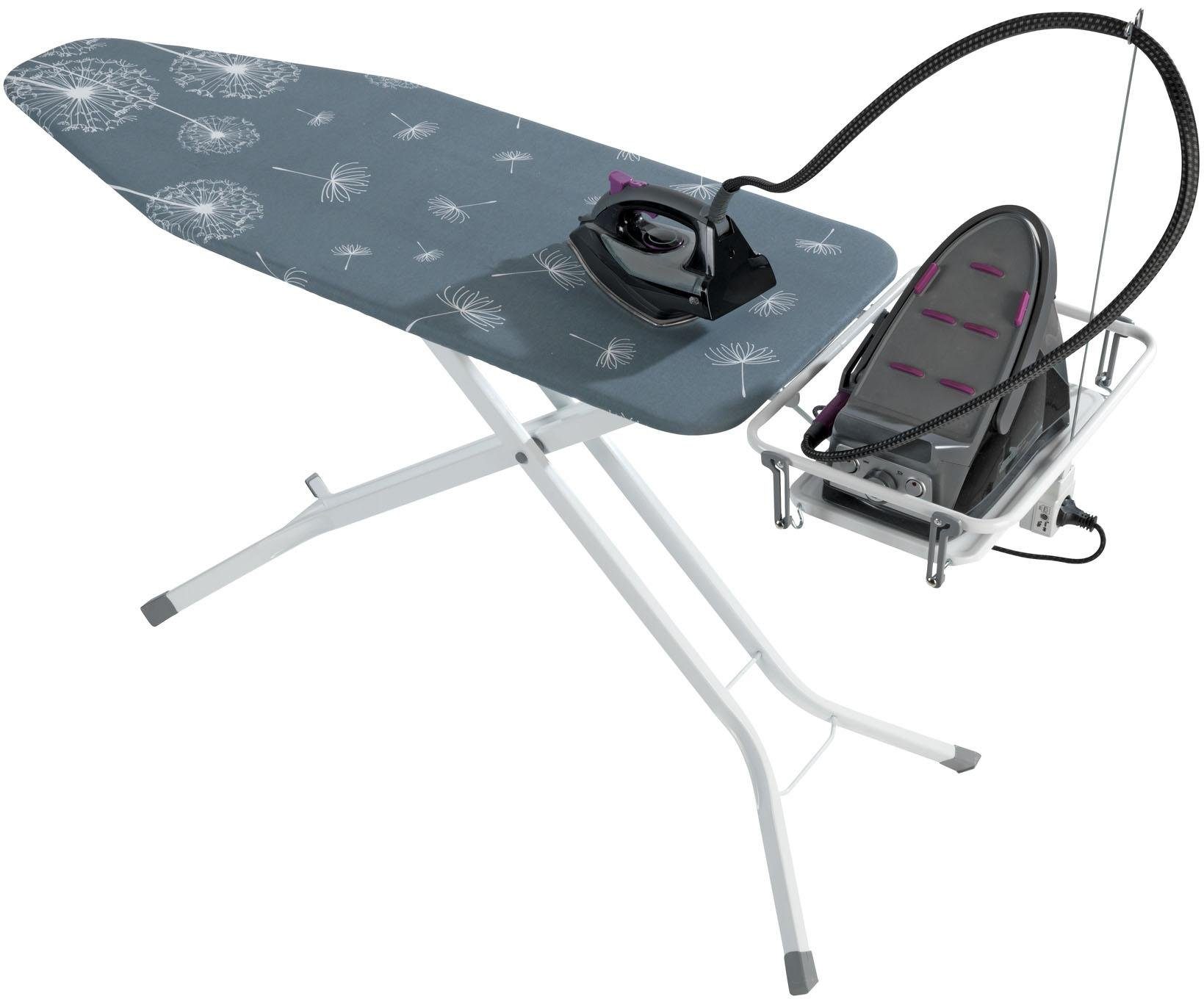 WENKO Bügelbrett Professional, Bügelfläche 130x48 cm, mit Kabelführung und Steckdose